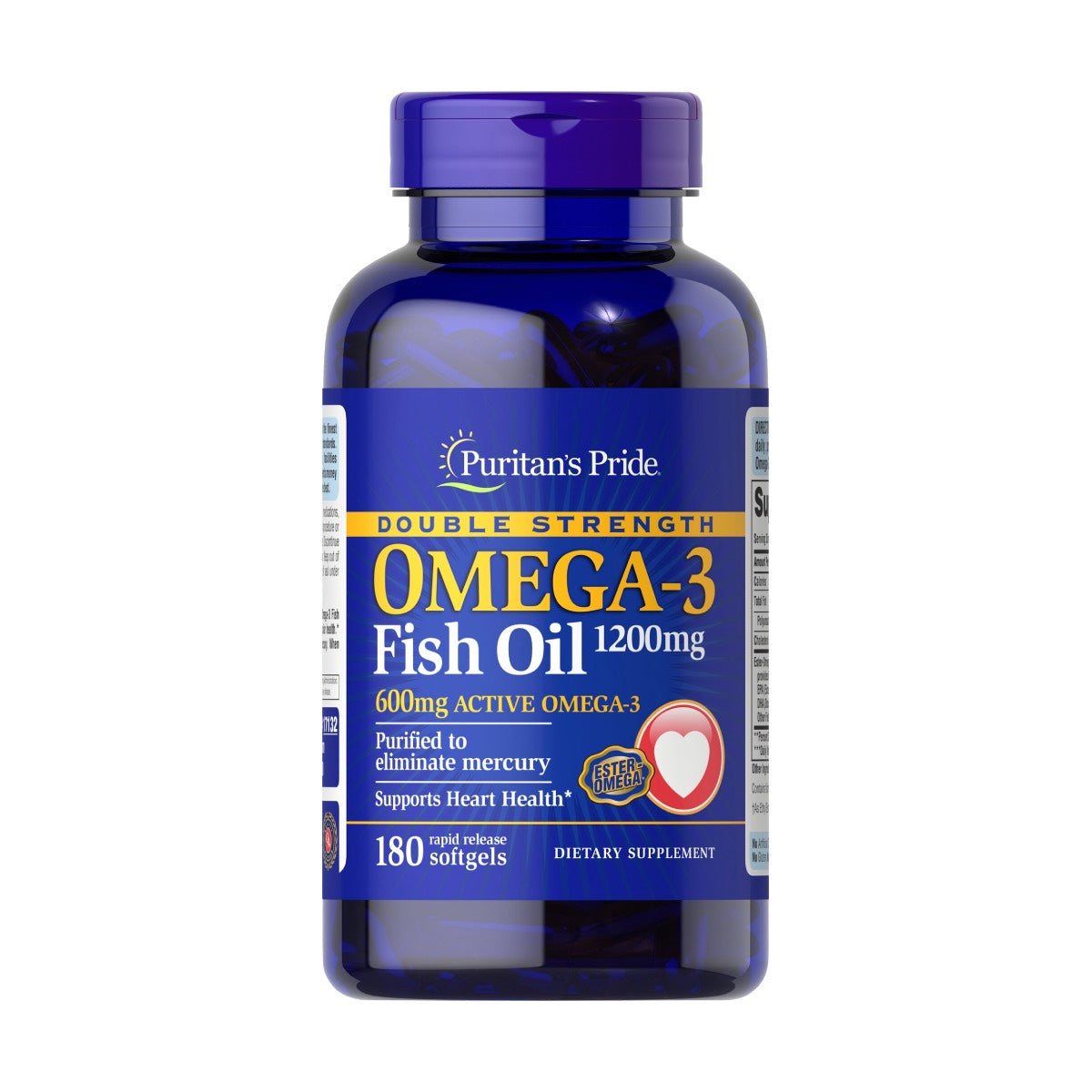 Puritan's Pride, Double Strength Omega-3 Fish Oil 1200 mg/600 mg Omega-3