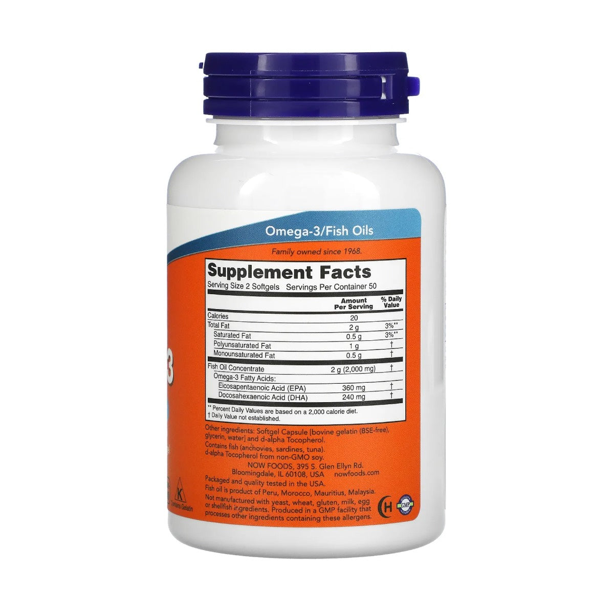 NOW Foods, Omega 3 1000 mg Fish Oil 180 EPA/120 DHA